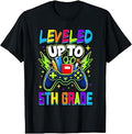 Leveled Up to 5th Grade Gamer Gaming Back to School Boy Kids T-Shirt