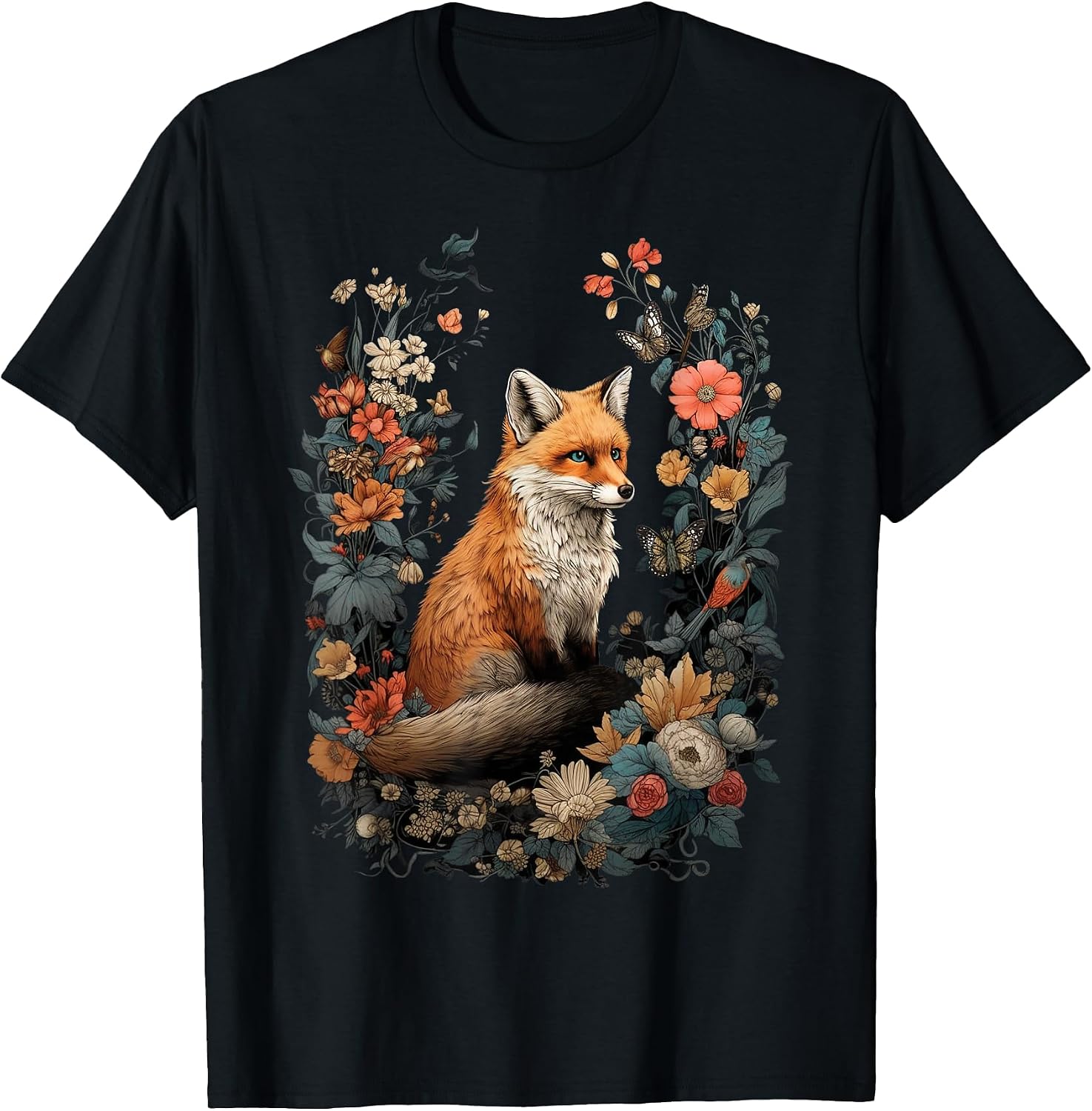 Wildlife Floral Fox Nature Animal Flowers