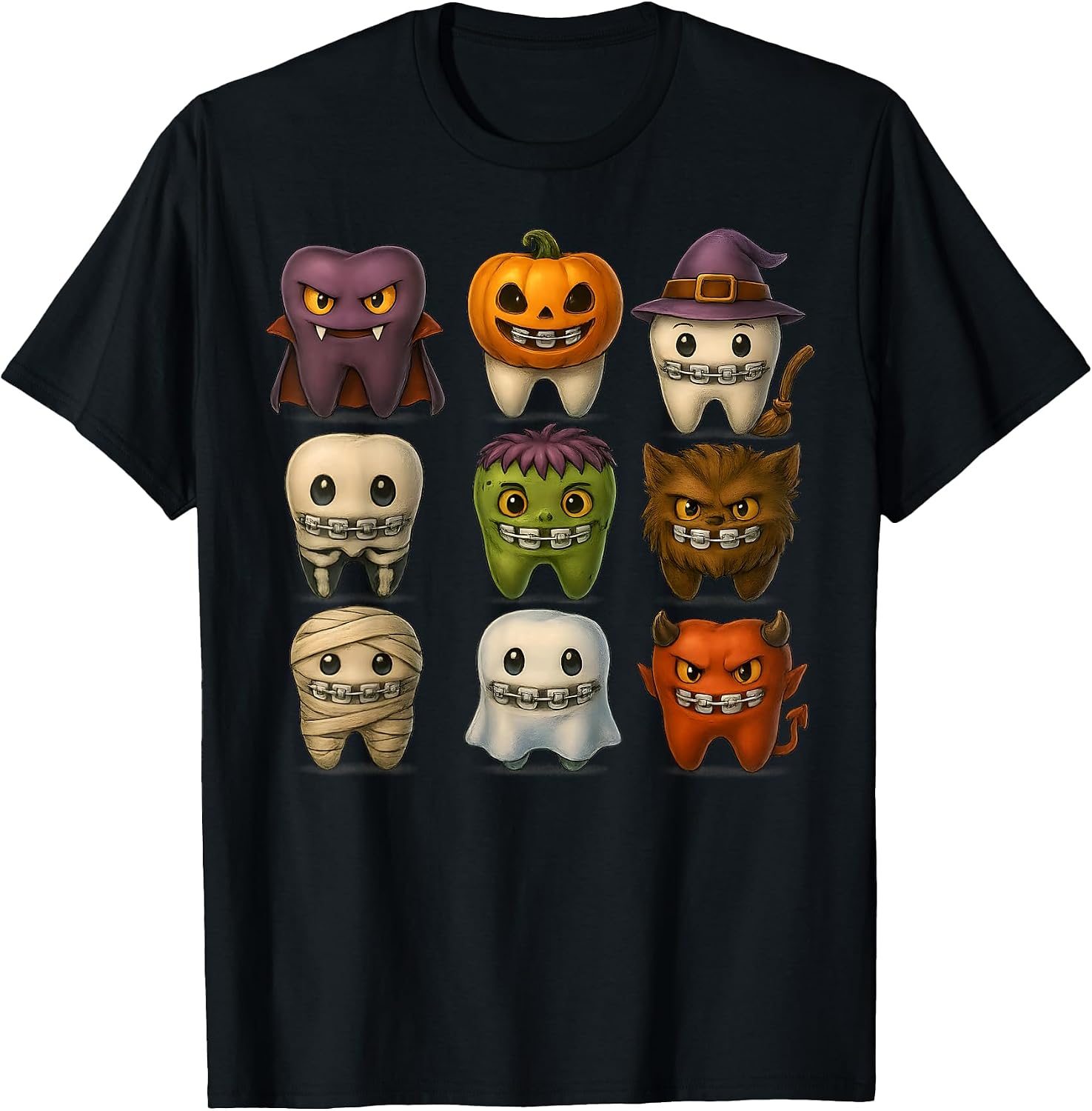 Cute Spooky Teeth Halloween Braces Dentist Squad