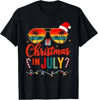 Ugly Christmas in July Santa Hat Summer Hawaiian Tropical T-Shirt