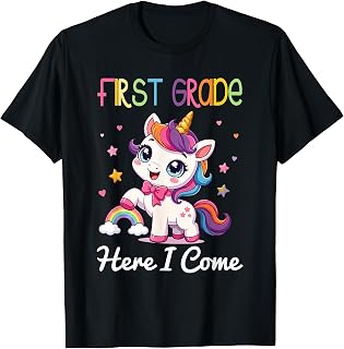 Unicorn First Grade Here I Come Back to School Girls Kids T-Shirt