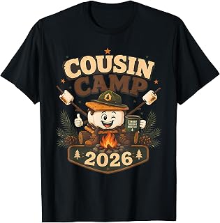 Cousin Camp 2026 Funny S'Mores Camping Summer Vacation Group T-Shirt