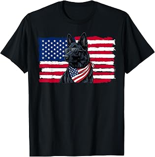 Black German Shepherd American Flag 4th July German Shepherd T-Shirt