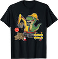 Dinosaur Construction Worker Excavator Truck Kids Boy Girl T-Shirt