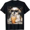 Funny Shih Tzu Drinking Iced Coffee Dog Meme T-Shirt