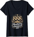 Women's Manifesting Abundance 888 Angel Number V-Neck T-Shirt