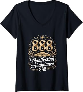 Women's Manifesting Abundance 888 Angel Number V-Neck T-Shirt