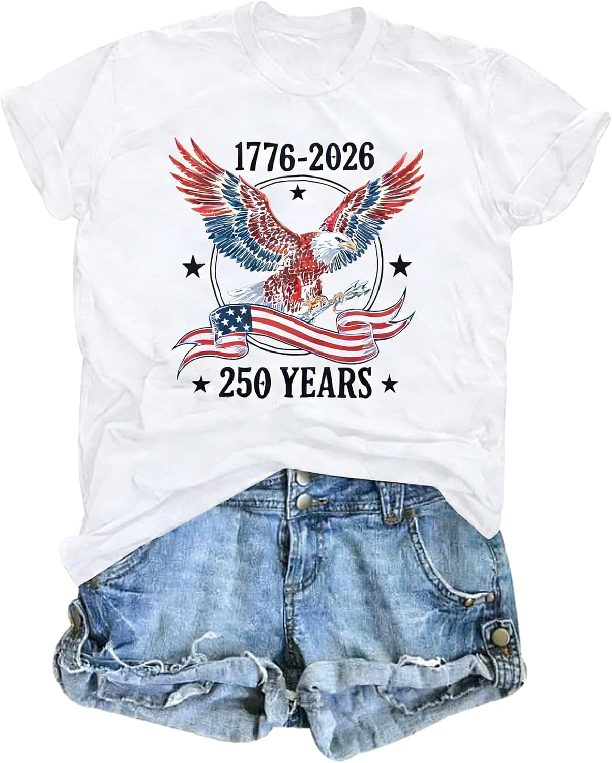 250th Anniversary USA Shirt Women 4th of July Eagle T-Shirt 1776-2026 250 Years Patriotic Shirts American Flag Tee