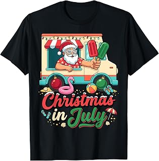 Santa Flamingo Popsicle Christmas in July T-Shirt