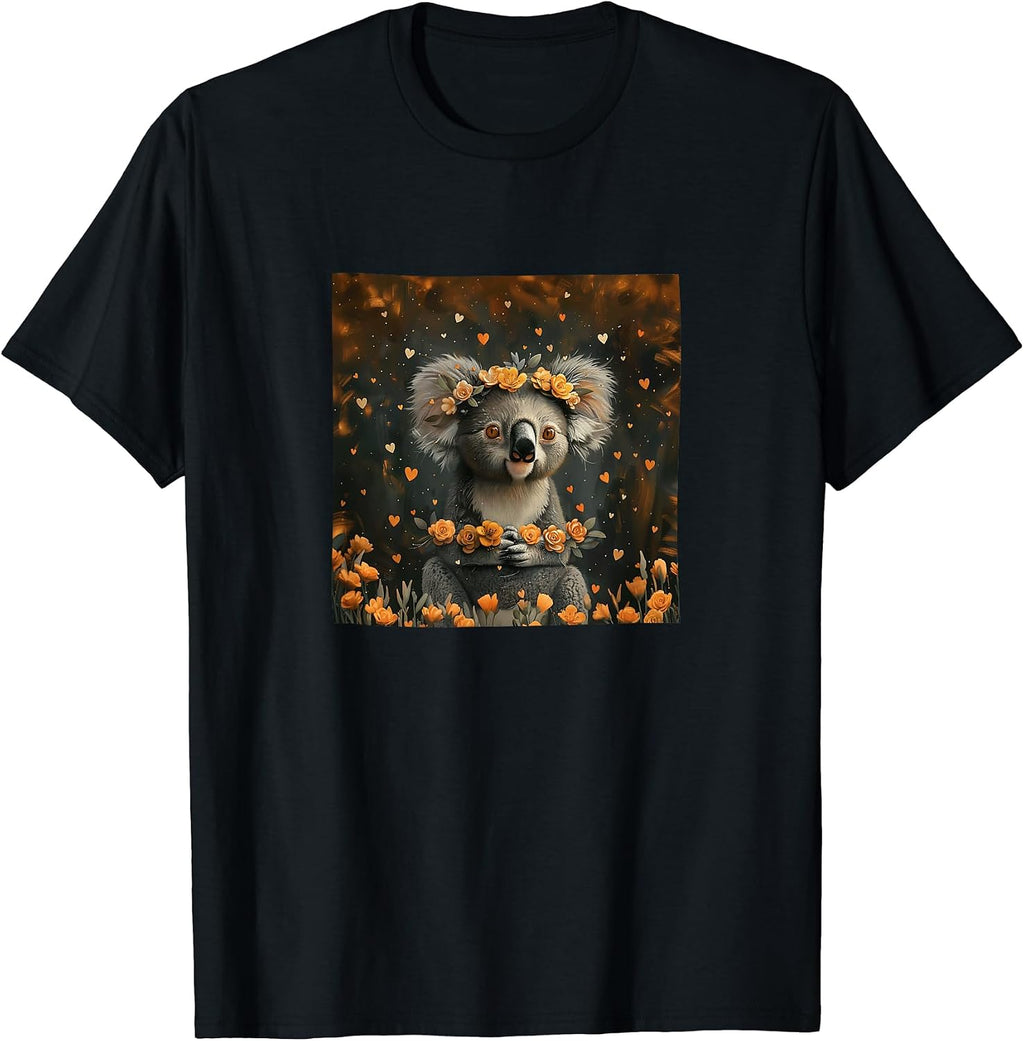 Koala Flowers With Hearts Around Boho Merch
