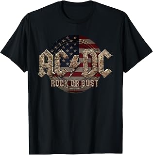 Official AC/DC Rock or Bust US Flag 4th of July Rock T-Shirt