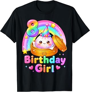 8th Birthday Girl Dumpling Kawaii Pastel Anime 8 Year Old T-Shirt