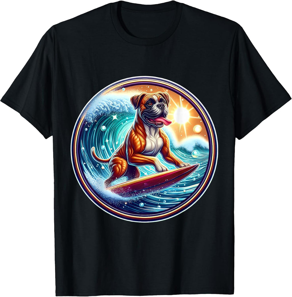Boxer Dog Surfing Lover Surfer Owner Surfboard Rider Board T-Shirt