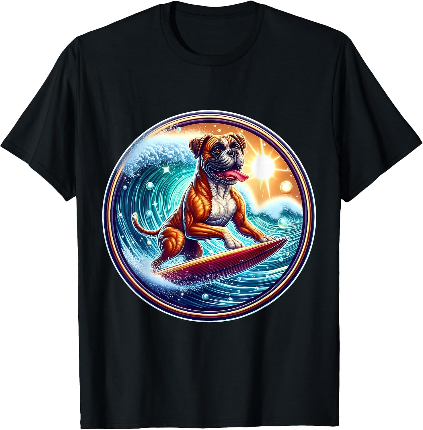 Boxer Dog Surfing Lover Surfer Owner Surfboard Rider Board T-Shirt