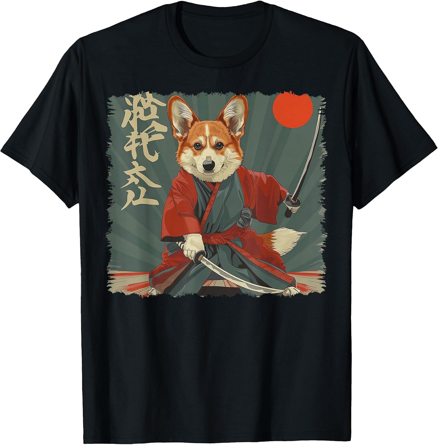 Pembroke Welsh Corgi Dog Japanese Art Samurai Ukiyo-e T-Shirt