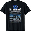 Funny Mechanic Hourly Rate Tee Shirt Gift