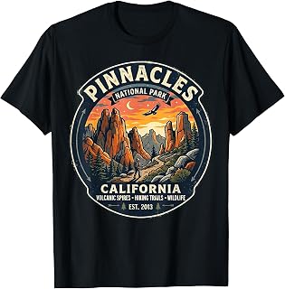 Pinnacles National Park California Retro Hiking Trail Badge T-Shirt