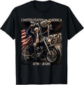 250 Years George Washington Riding a Motorcycle 1776-2026 T-Shirt