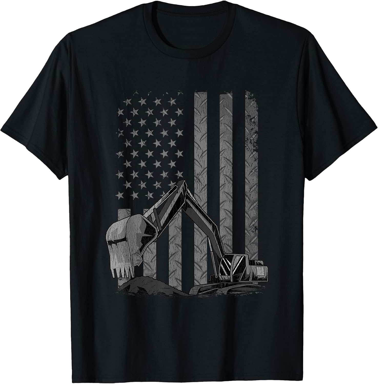 Patriotic Construction Worker Excavator Operator Digger Cool T-Shirt