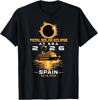 Spain Total Solar Eclipse 2026 At Sea Cruise T-Shirt