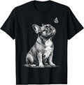 French Bulldog Dog with Butterfly Graphic Tee Men Kids T-Shirt