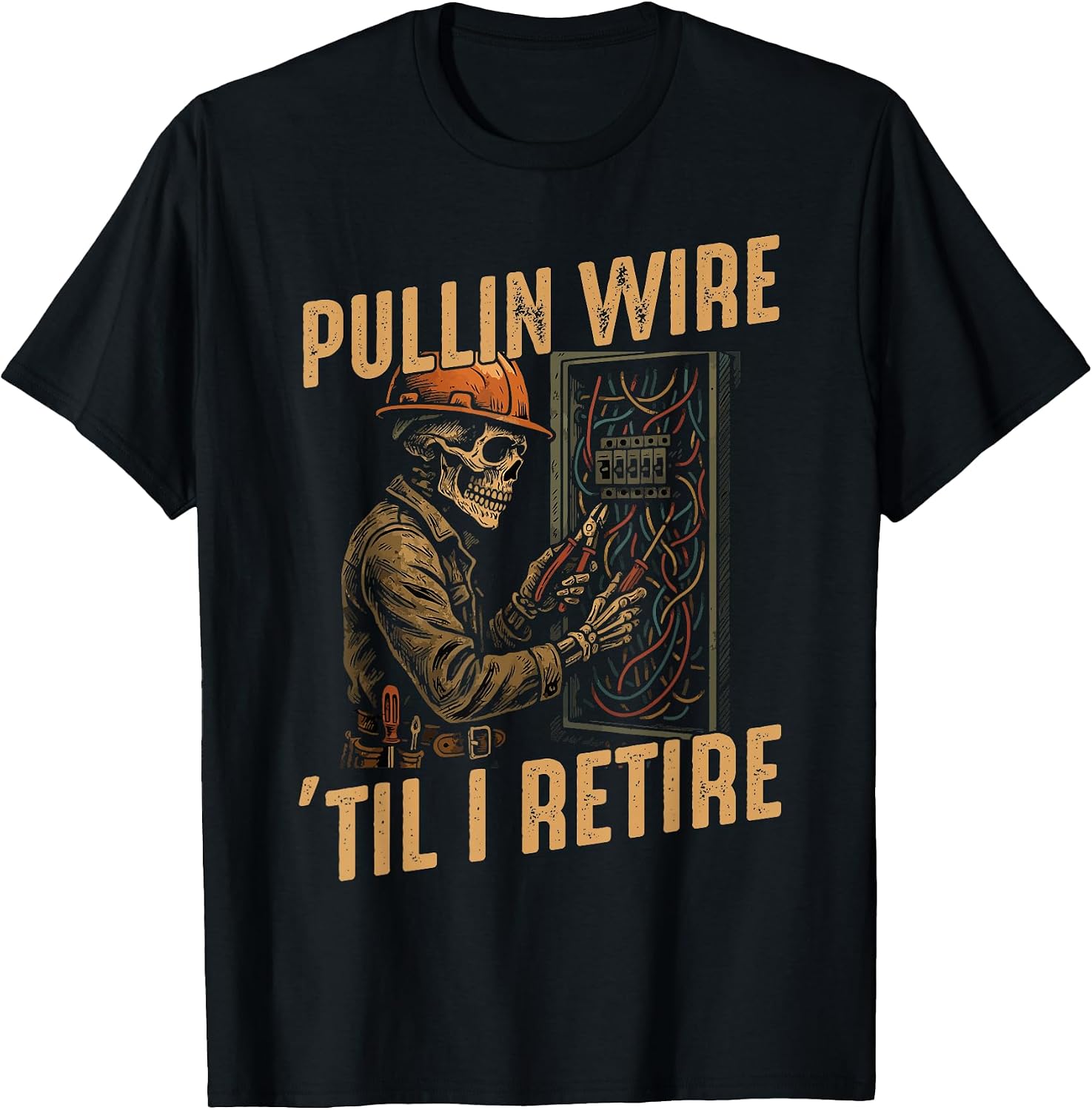 Wire Worker's Skeleton Electrician Appare Tee.