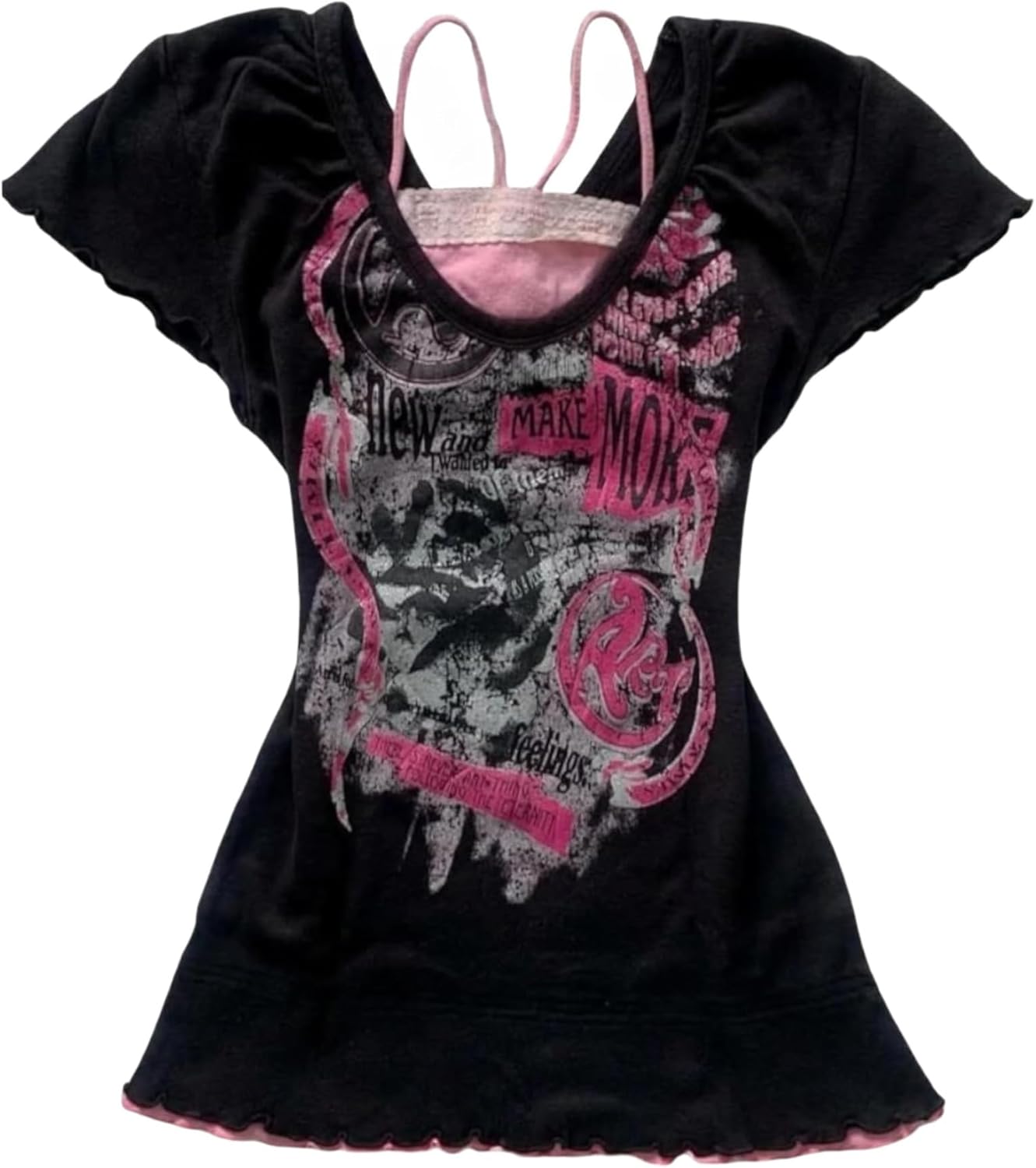 Cutecore Harajuku Y2k Baby Tee Cute Kawaii Emo Grunge Shirt Women Vintage Graphic Tees Short Sleeve Alt Tops 2000s