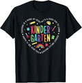 Kindergarten Shirt Teacher Heart Back to School Boys Girls T-Shirt