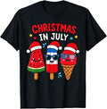 Christmas in July Shirt Funny Ice Cream with Santa Hat Kids T-Shirt