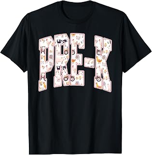 Retro Pre-K Teacher Farm Animal Farmer Floral Kindergarten T-Shirt