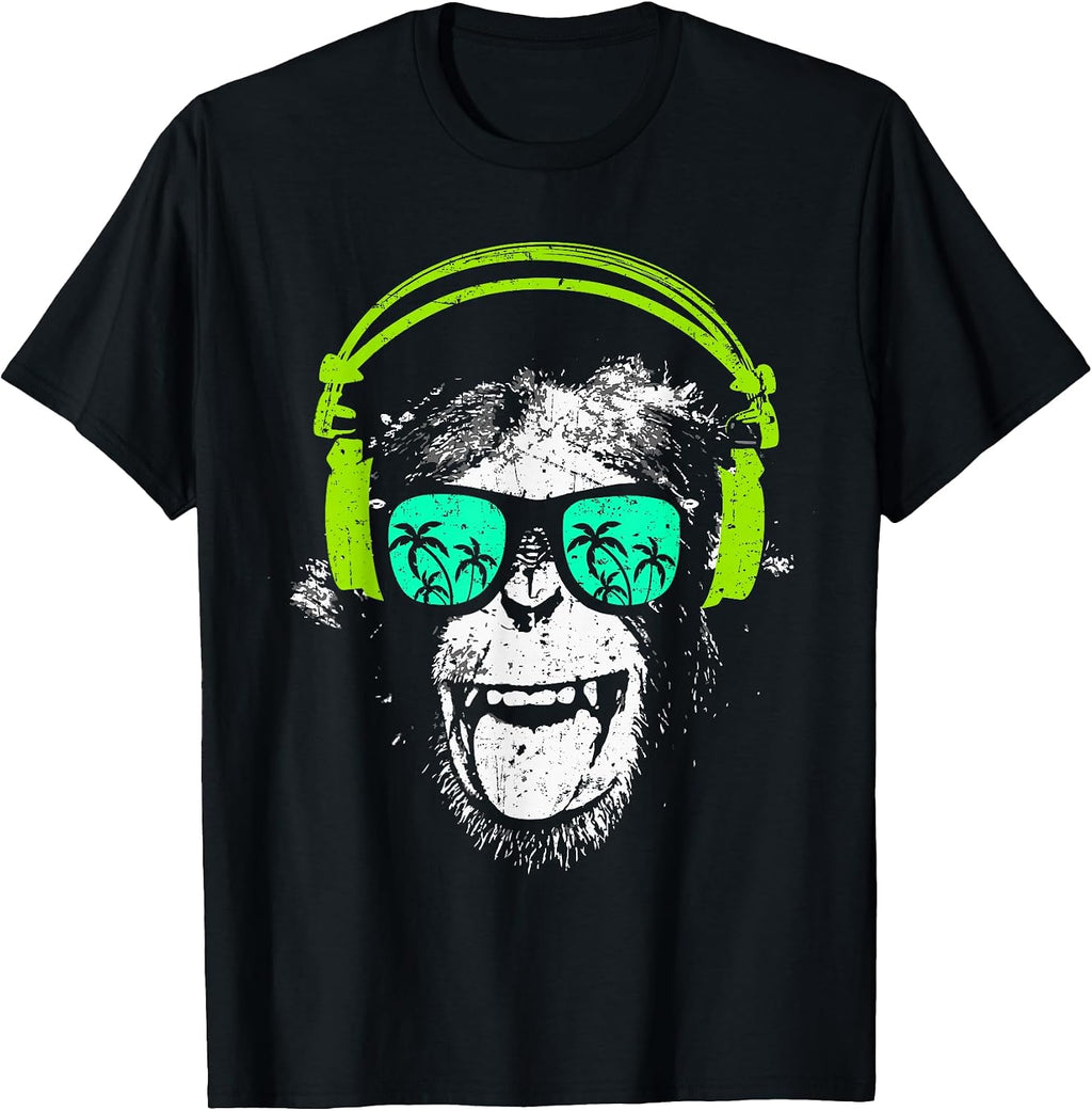 Monkey DJ monkey with headphones sunglasses funny