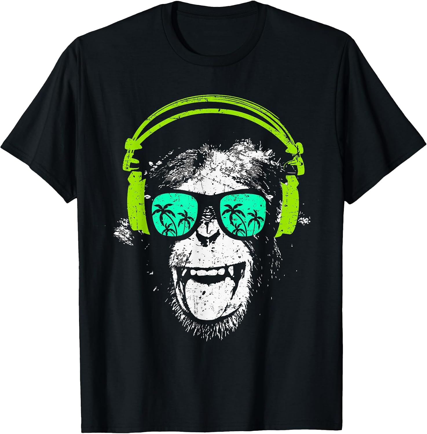 Monkey DJ monkey with headphones sunglasses funny
