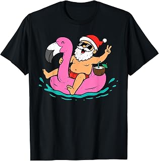 Christmas in July Shirts Men Kids Santa Flamingo Summer Xmas T-Shirt