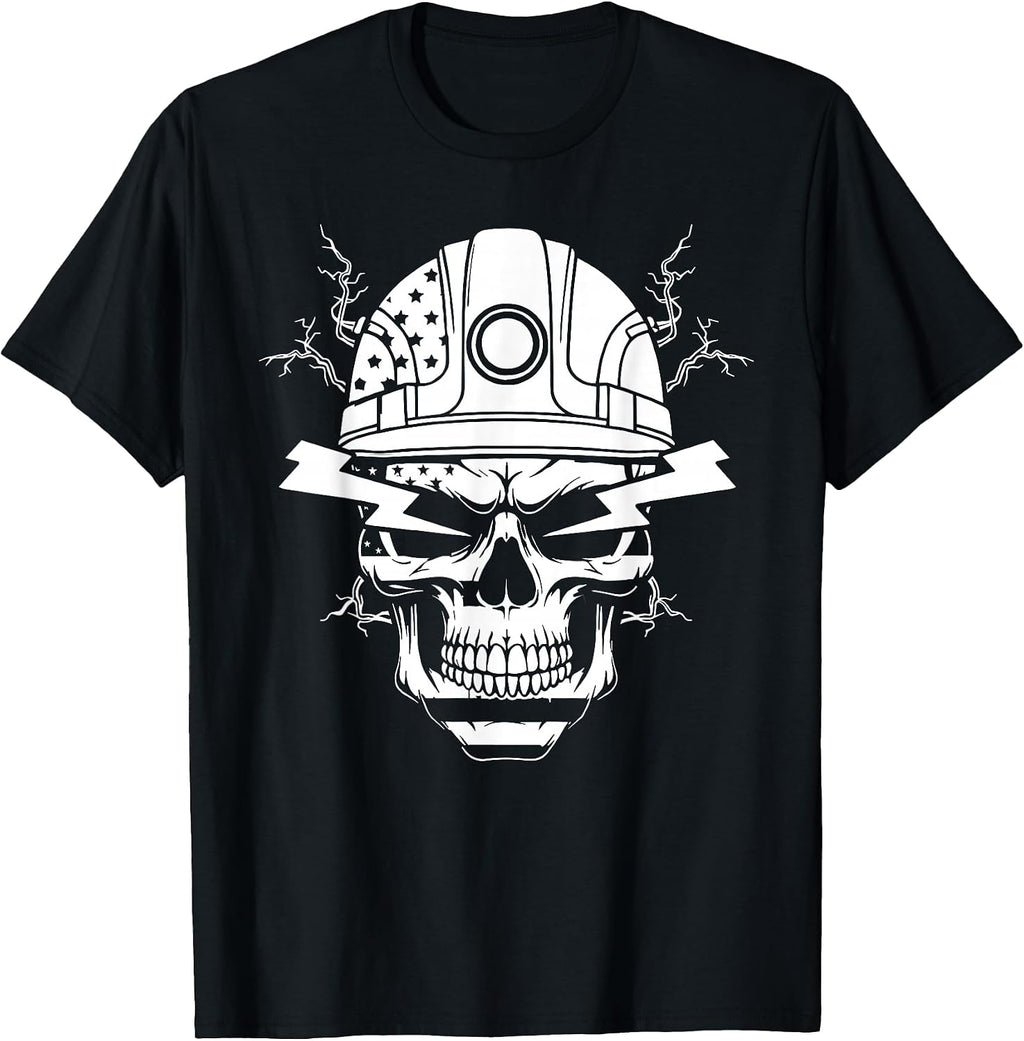 Power Lineman skull USA flag