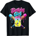 Kids 8th Birthday Girl Softball Ice Cream Drip 8 Years Old T-Shirt