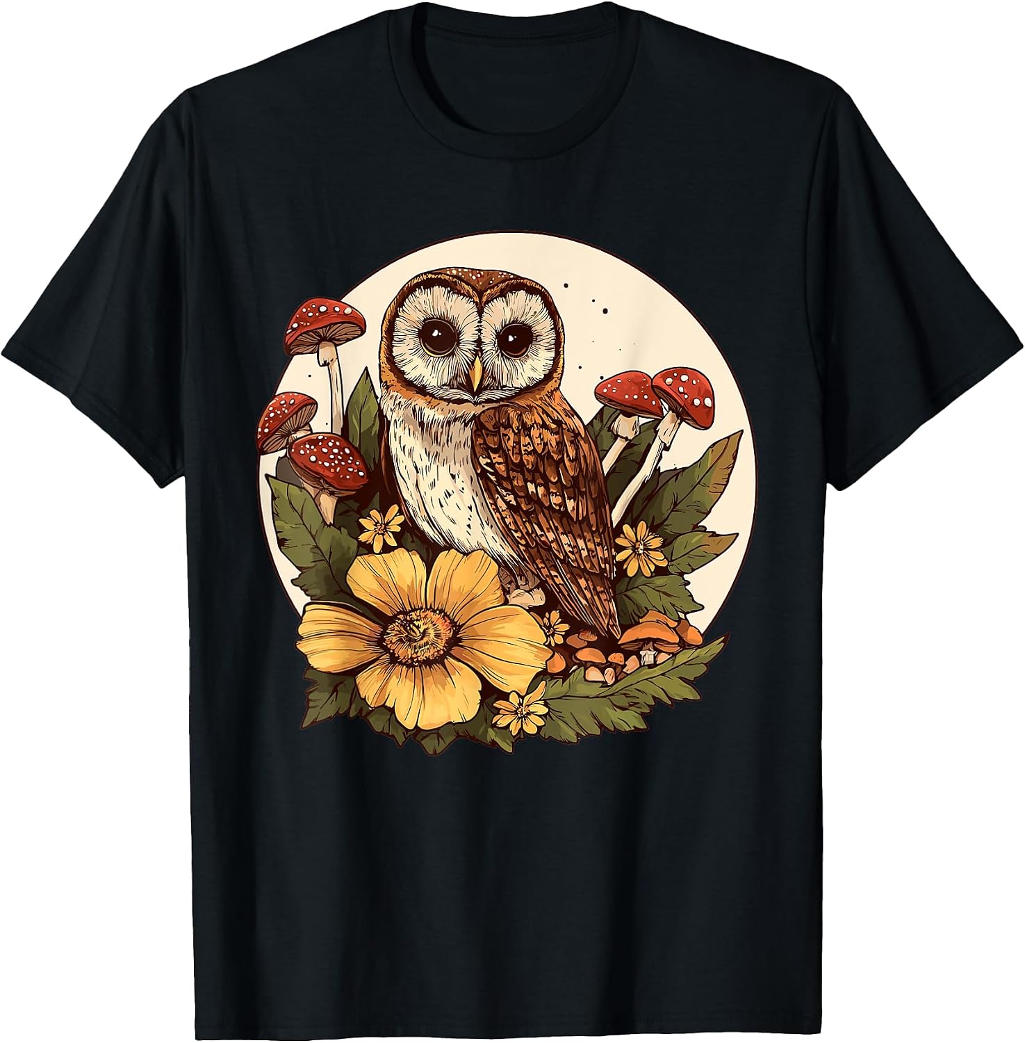 Cottagecore Aesthetic Owl with Flowers Design