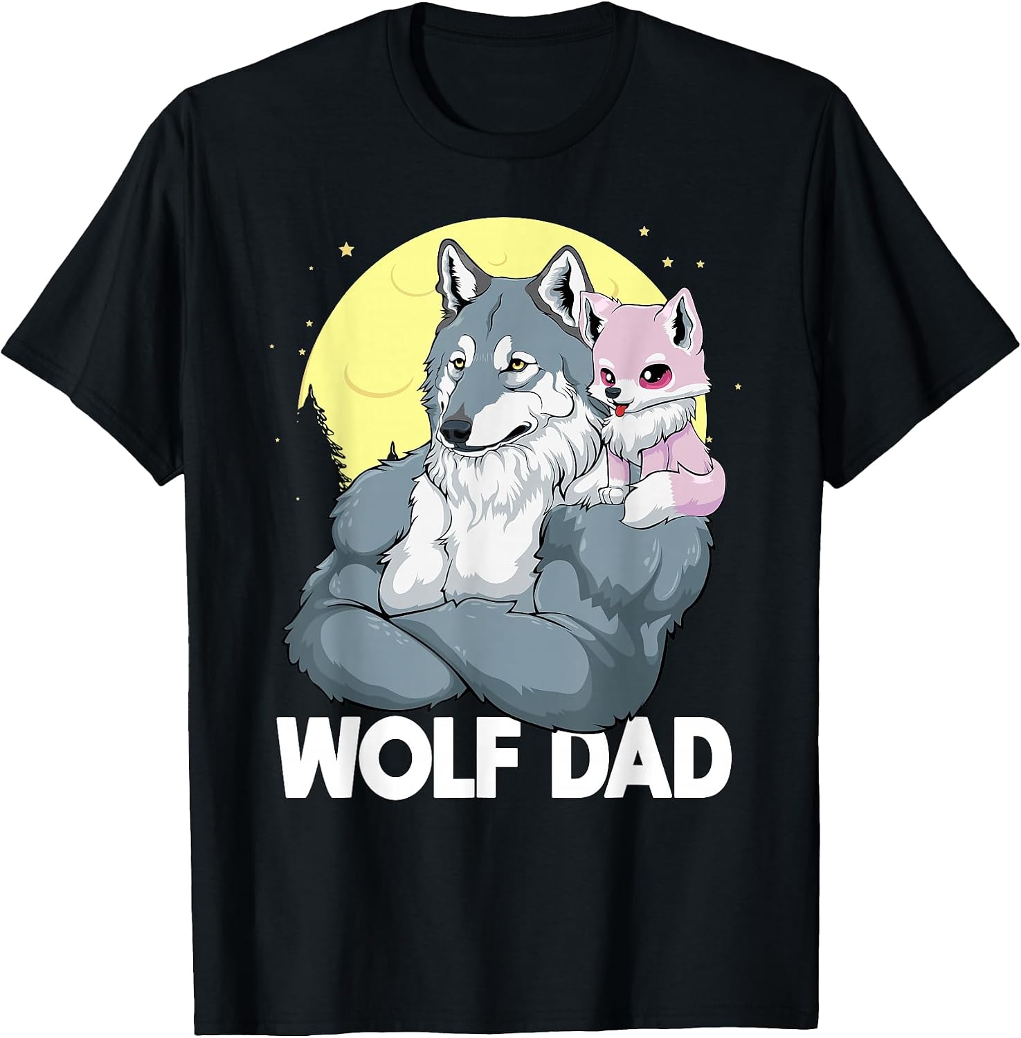 Strong Wolf Dad as Father for Wolf Pups