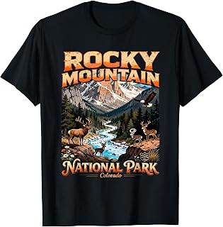 Retro Rocky Mountain National Park Wildlife Camping Souvenir T-Shirt