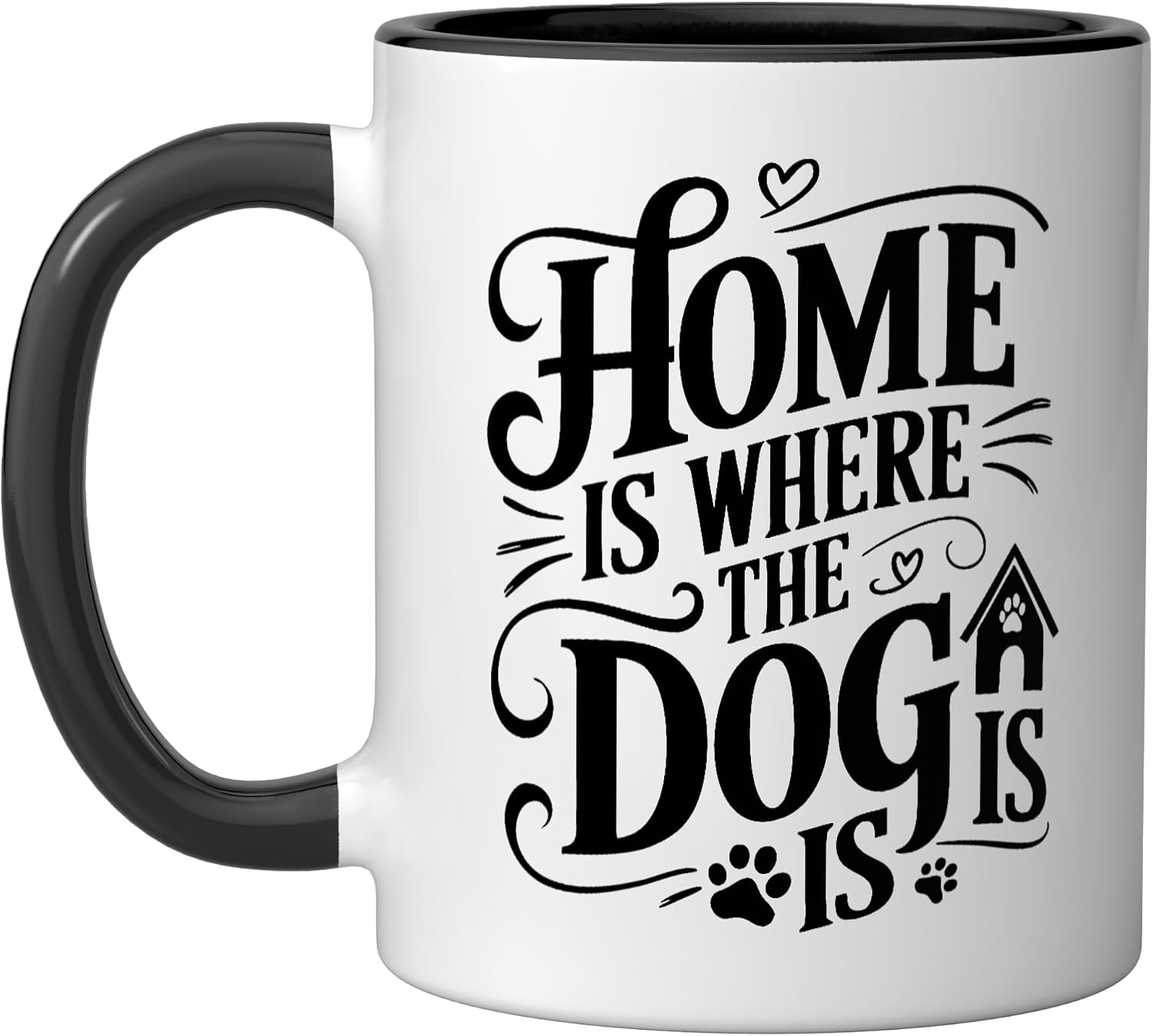 Cute Dog Owner Ceramic Mug, Black/White