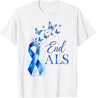 End ALS Blue Awareness Ribbon Butterflies Family Support Kid T-Shirt