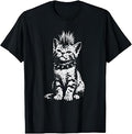 Punk Rock Kitten Mohawk Spiked Collar Funny Cat Lover Grunge T-Shirt