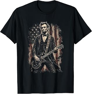 Abraham Lincoln Playing Guitar Grunge President Graphic T-Shirt
