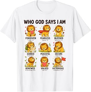 Who God Says I Am Lion Christian Faith Bible Verse T-Shirt