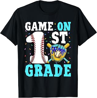 Back to School First 1st Grade Baseball Drip Ice Cream Boys T-Shirt