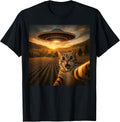 Funny Cat Selfie UFO Graphic Tees