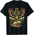 Camo Faith Hunting Fishing Cross Angler Fisherman Christian T-Shirt