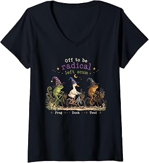 Women's Vintage Off to Be Radical Left Scum Funny Frog Duck Toad V-Neck T-Shirt