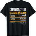 Funny Contractor Hourly Rate Handyman Labor Rates Repairman T-Shirt