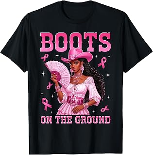 Boots On The Ground Breast Cancer Awareness Western Cowgirl T-Shirt