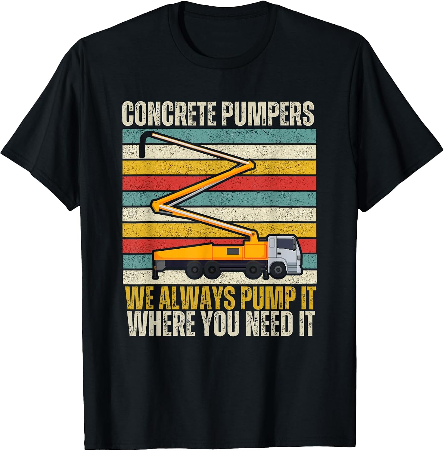 Cool Retro Concrete Pumper Truck For Laborers T-Shirt